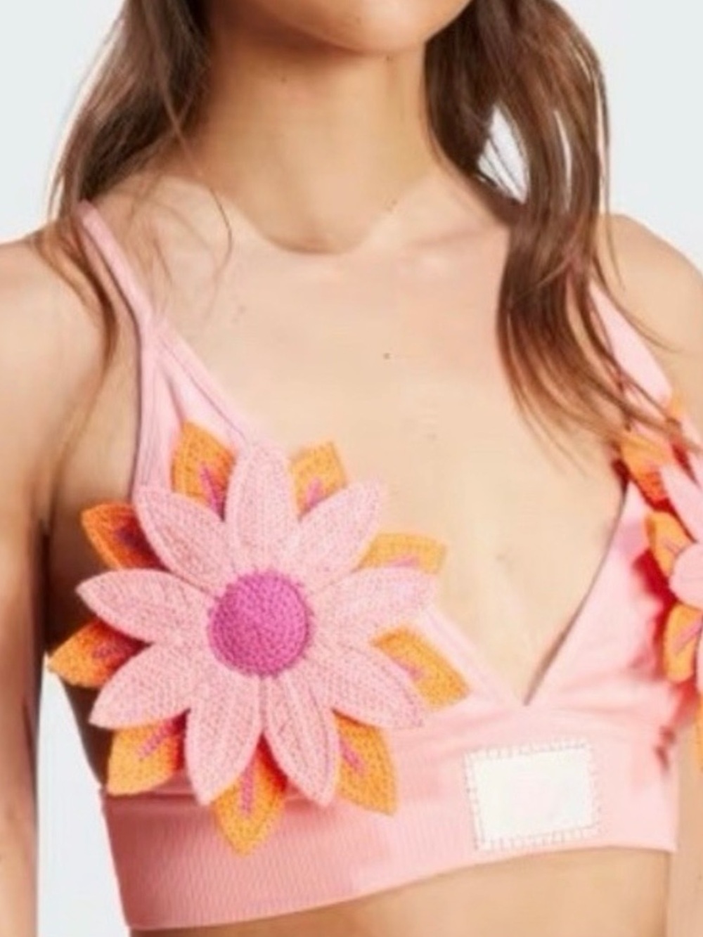 adidas Semi Pink Spark Bralet with Knot Detail